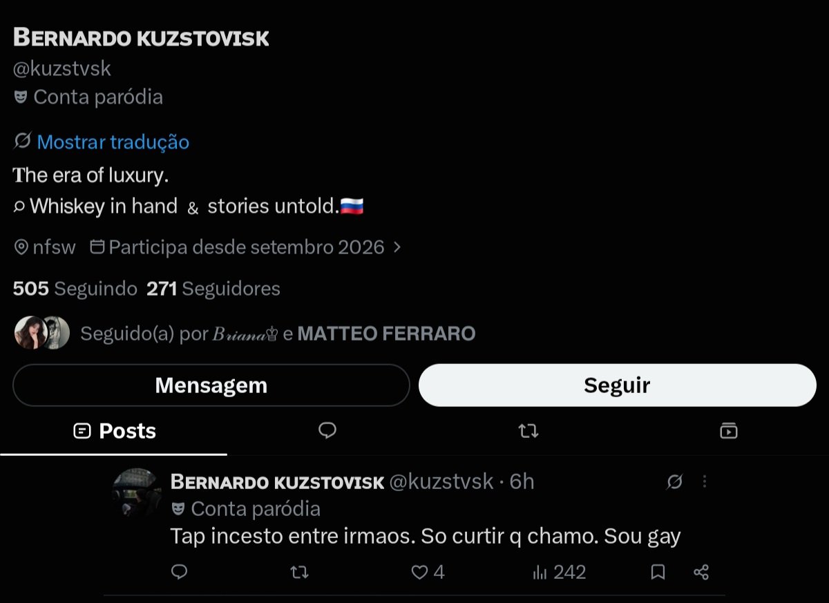 dumplesh's tweet photo. O RP tem infinitas possibilidades, então por que insistir em romantizar o incesto? Liberdade criativa não é passe livre para normalizar qualquer coisa. Depois, a comunidade inteira paga pela reputação que alguns constroem. ───────── ☠️⁉️‼️ https://t.co/tmJOZjZy6P