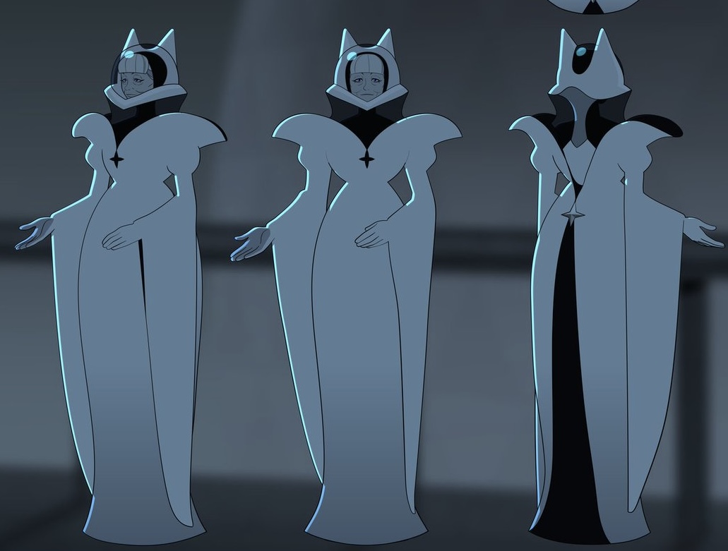trashimoto's tweet photo. I like how different olivia's clothing silhouette gets as she ages.. As a kid she has both wavy/round (inner edges) and sharp/triangular shapes (outer edges), young adult straightened out &amp; boxy (resembles orville's stature), in the suit curvier and resembles gwen's body https://t.co/LCJlPzh9GA