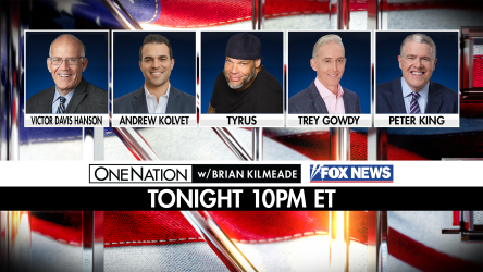 OneNationFNC's tweet photo. TONIGHT'S LINEUP:

@VDHanson 
@AndrewKolvet @TPUSA 
@PlanetTyrus 
@TGowdySC 
@peter_king 

#onenationfnc #foxnews #briankilmeade @kilmeade https://t.co/7UYXyIj4HR