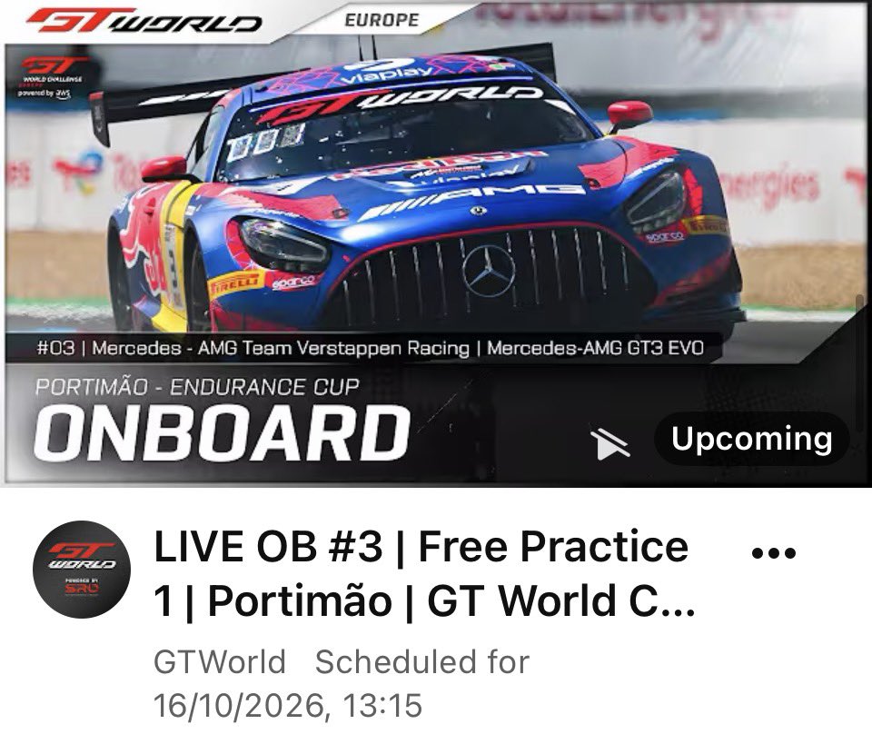 TheBigFudge01's tweet photo. Team Verstappen will have onboards for free practice sessions as well🗣️🗣️🗣️🗣️🗣️🗣️ I CANNOT BELIVE IT!!! I’ll get to see so much of my beloved car😭🪬

All the onboards, free practice sessions, qualifying and race will be streamed on the GT World channel on YouTube! https://t.co/OYY4yCn9tr
