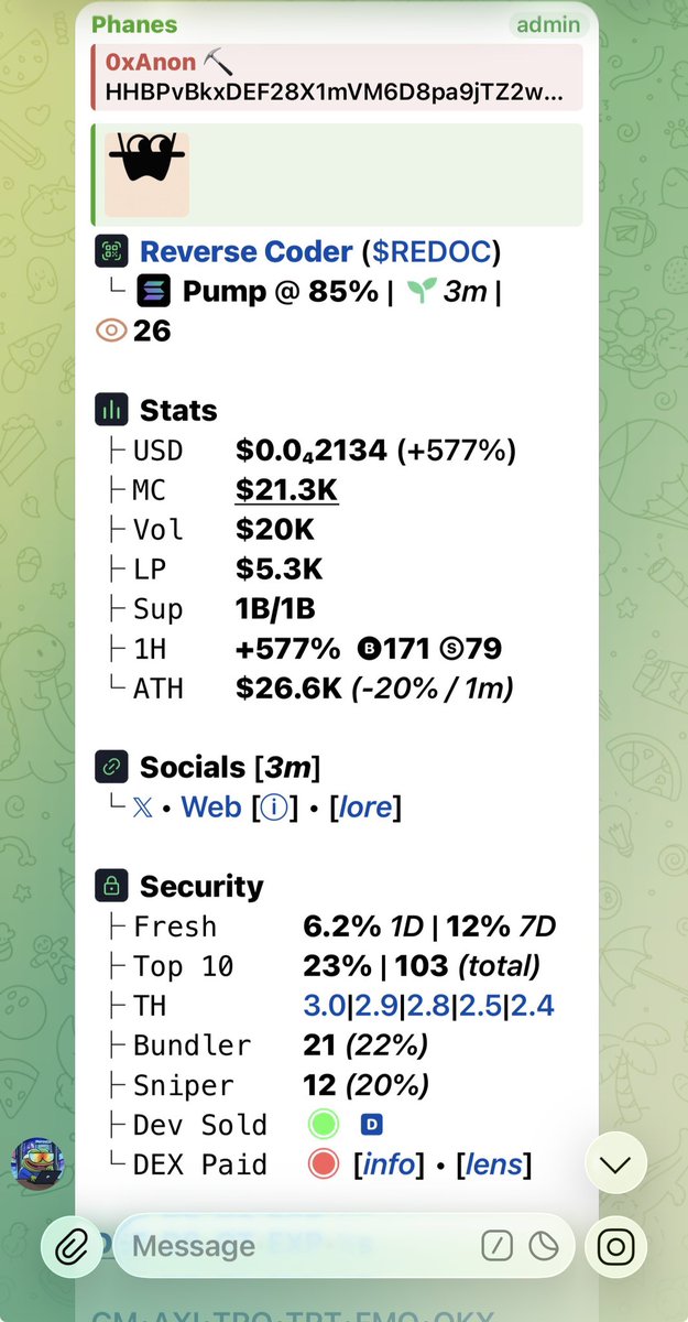 0xAnon01's tweet photo. BOUGHT $REDOC

HHBPvBkxDEF28X1mVM6D8pa9jTZ2wwtWTjgtvkCFpump https://t.co/JSiT1Rsxxs