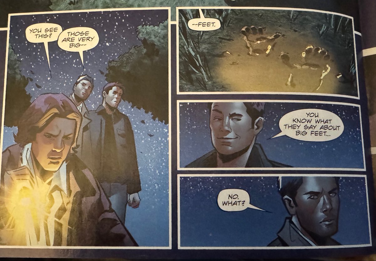 exorcisingemily's tweet photo. And for my Cas girls and my Destiel shippers, a selected reading without any context whatsoever. 

Wherein Sam is done with Dean trying to drop innuendos on Cas, and Dean has glitter in his butt. https://t.co/wX65FGeCIr