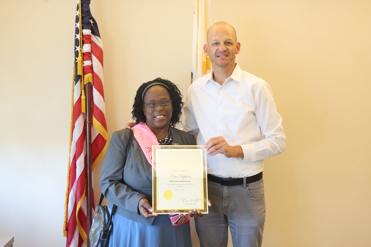 MayorMcCarty's tweet photo. We were proud to recognize Kim Stephens as a 2026 Women of Distinction for her lasting contributions to Sacramento! 

As founder of the Stephens Foundation in South Sac, Kim dedicates her time &amp; resources to uplifting youth, families &amp; supporting single-parent households. https://t.co/pASmxpC9P2