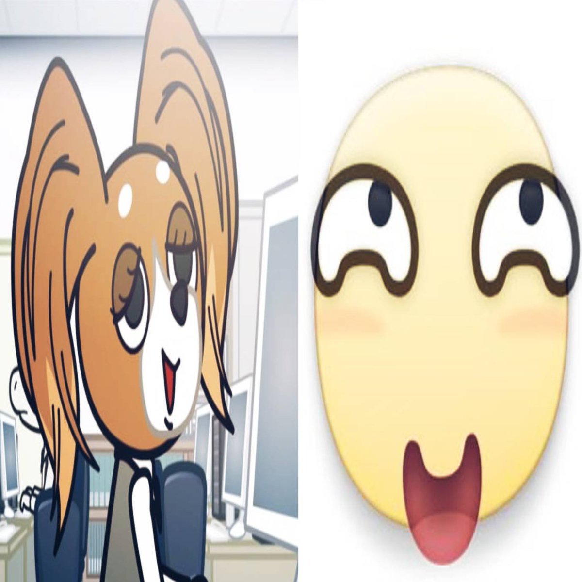 _Blue_Cheetah_'s tweet photo. Receptionist as meep emojis #aggretsuko #aggretsukotwt https://t.co/pJJtVXu9qu