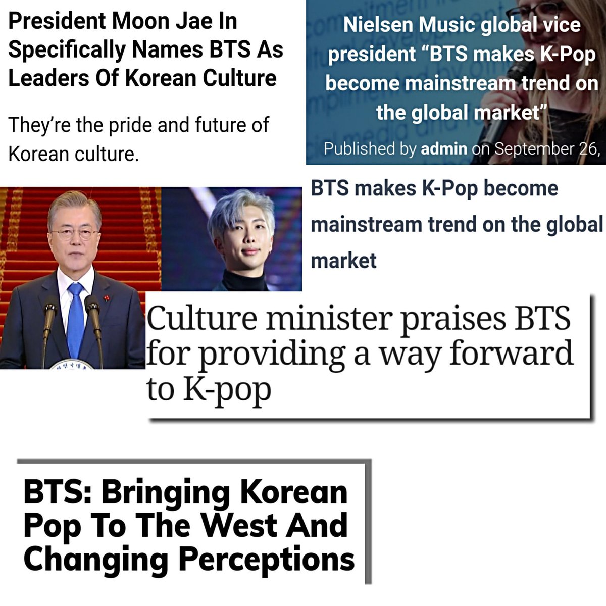 bts_base_'s tweet photo. BTS casually having the public, critics, idols from all 5 K-Pop generations and even politicians acknowledging their impact and saying they paved the way 🤩👑 https://t.co/Ve1bqcAeVr