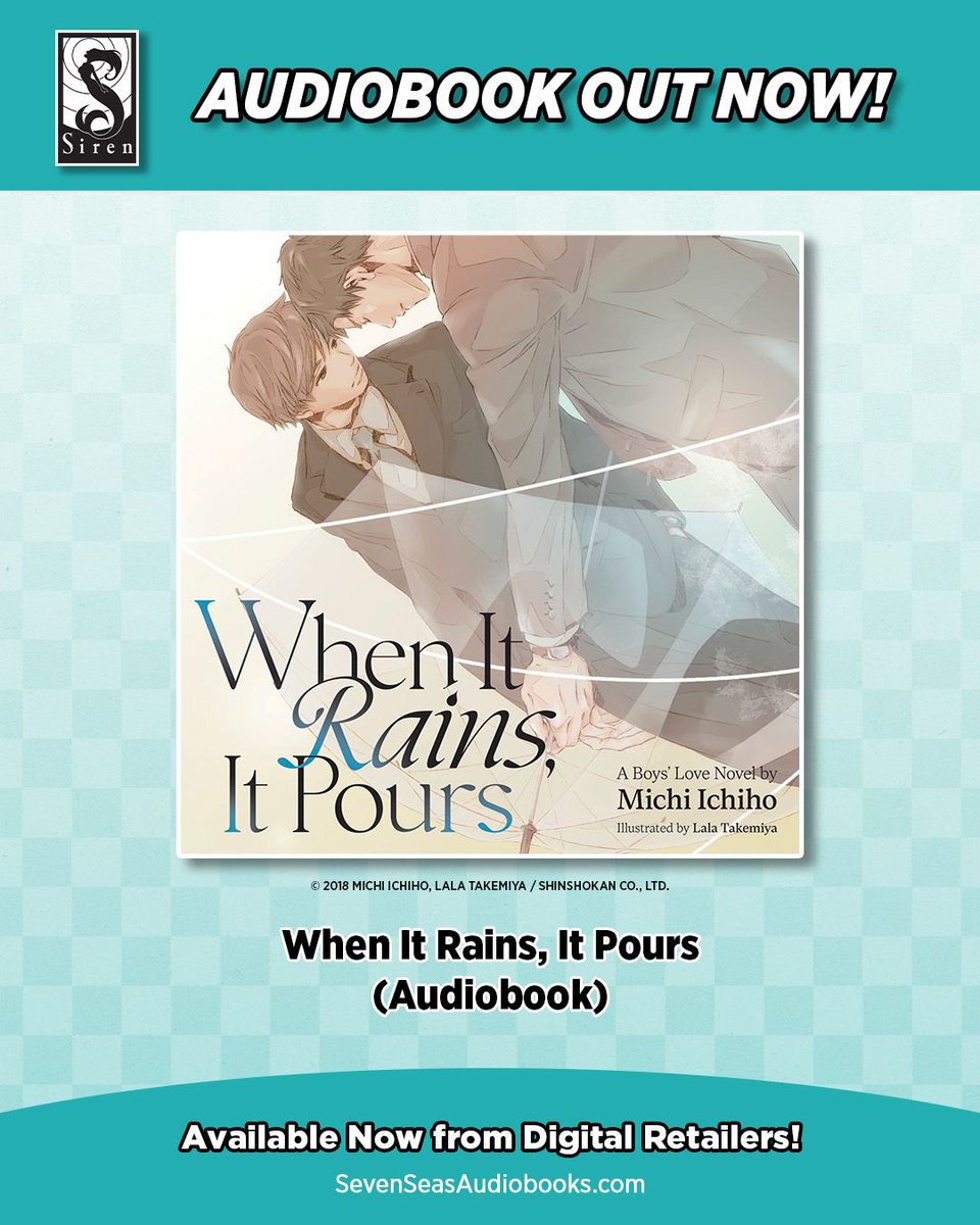 gomanga's tweet photo. WHEN IT RAINS, IT POURS (AUDIOBOOK) (For Mature readers)

Two coworkers anonymously connect in this Boys’ Love/ #BL tale by the creators of YES, NO, OR MAYBE?, also from Seven Seas! Narrated by Derek Prince. #SevenSeasSiren

Out today on digital platforms!
https://t.co/mxUlerueiJ https://t.co/isRMoGJiHB