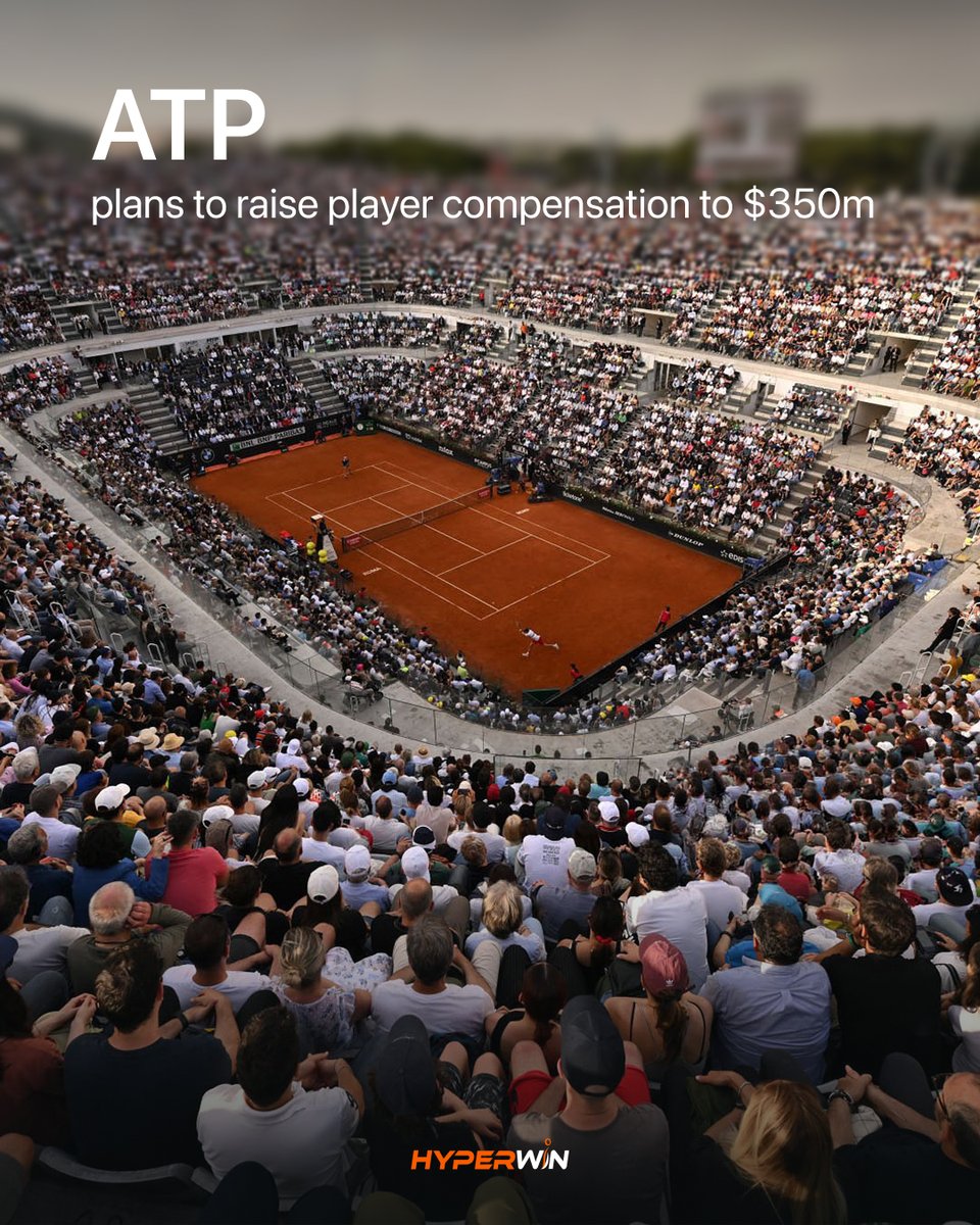 Hyperwinmedia's tweet photo. The ATP plans to lift player compensation to around $350m a year from 2028, Slams not included.
Bonus pool up to $50m, $25m for the top 250, $30m in pensions. Enough? ๐ฐ
#Hyperwin #ATP #Tennis #PrizeMoney #OneVision https://t.co/RlEoBz8OHl