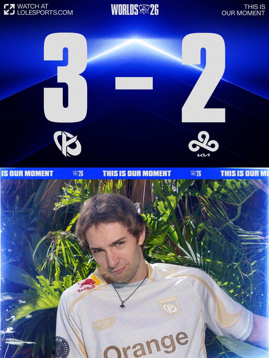 lolesports's tweet photo. KARMINE CORP WIN THE OPENING MATCH OF #WORLDS2026! https://t.co/F9eI1TcB27