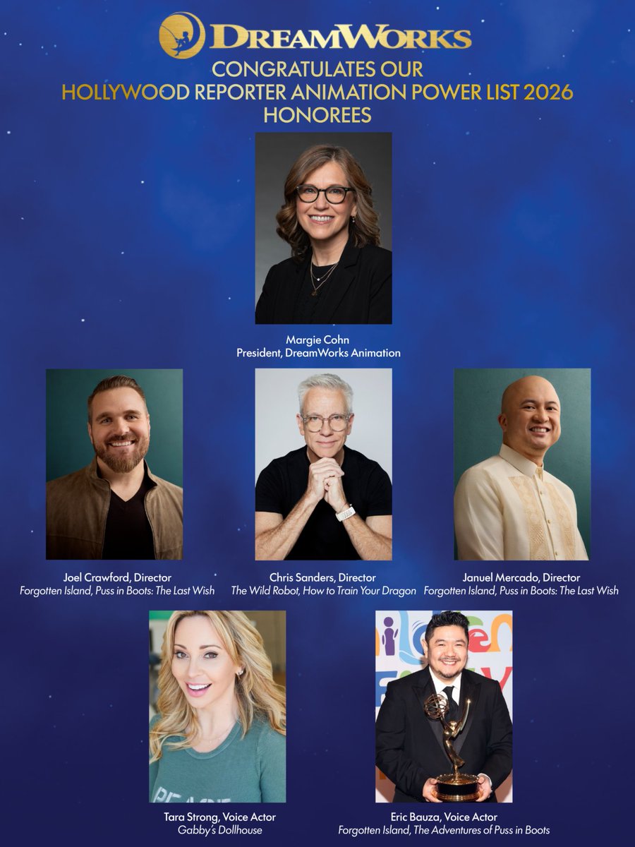 Dreamworks's tweet photo. DreamWorks proudly congratulates our honorees named to The Hollywood Reporter's first ever Animation Power List! https://t.co/lyvL7nesWO