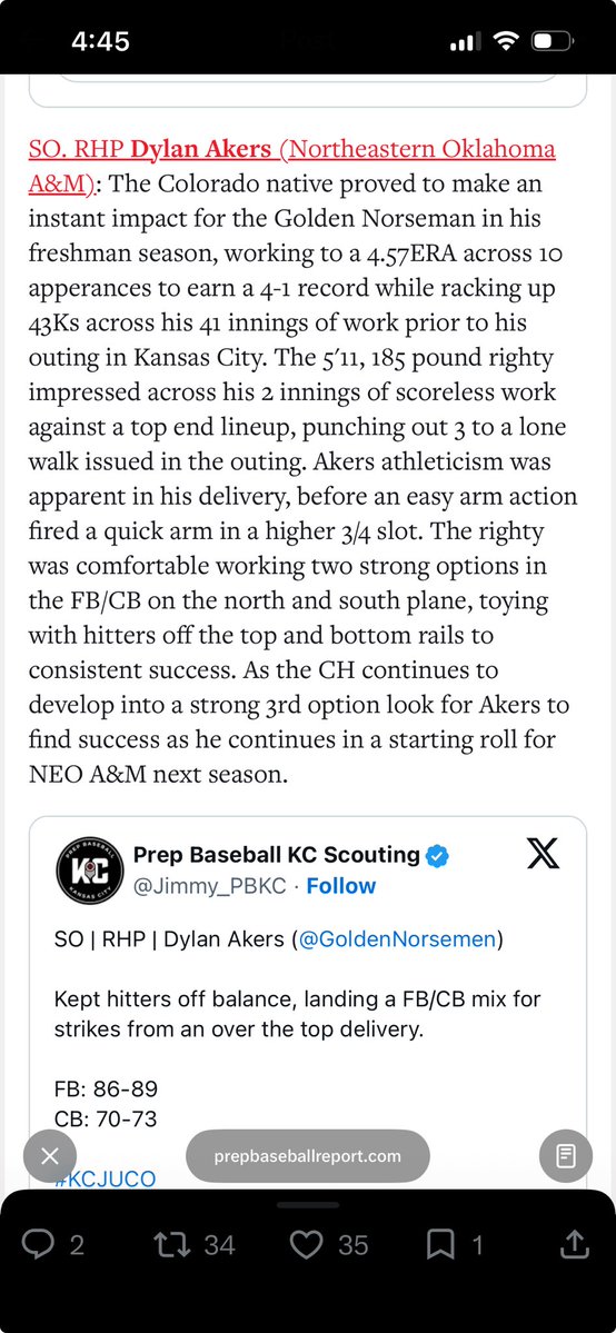 DylanAkers1919's tweet photo. Juco Sophomore looking for 4-year

@PB_JUCO @jucoroute @FiveToolJUCO @463network @JucoPipeline https://t.co/CAqMzJ4ztX