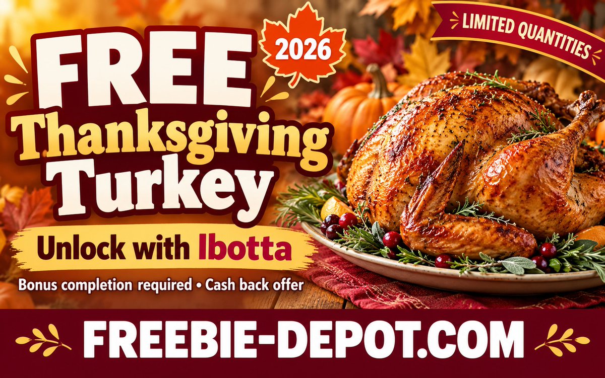FreebieDepot's tweet photo. FREE Thanksgiving Turkey 2026: Unlock Ibotta’s Turkey Cash Back Offer! https://t.co/m5Cgq1RIyE 
#FreeThanksgivingTurkey #FreeTurkey #ThanksgivingFreebies #Thanksgiving2026 #Ibotta #IbottaDeals #IbottaThanksgiving #FreeAfterRebate #ThanksgivingDeals #GroceryDeals #CashBackOffers https://t.co/J21V2fELIT