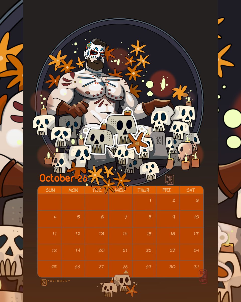 axeishguy's tweet photo. Half of the October already passed and I forgot to share the October 2026 page from my calendar. Here is a sneak peak for October page of 2026 calendar. 2027 is already available as pre order on my shop page. https://t.co/KQXKSj2jvz
