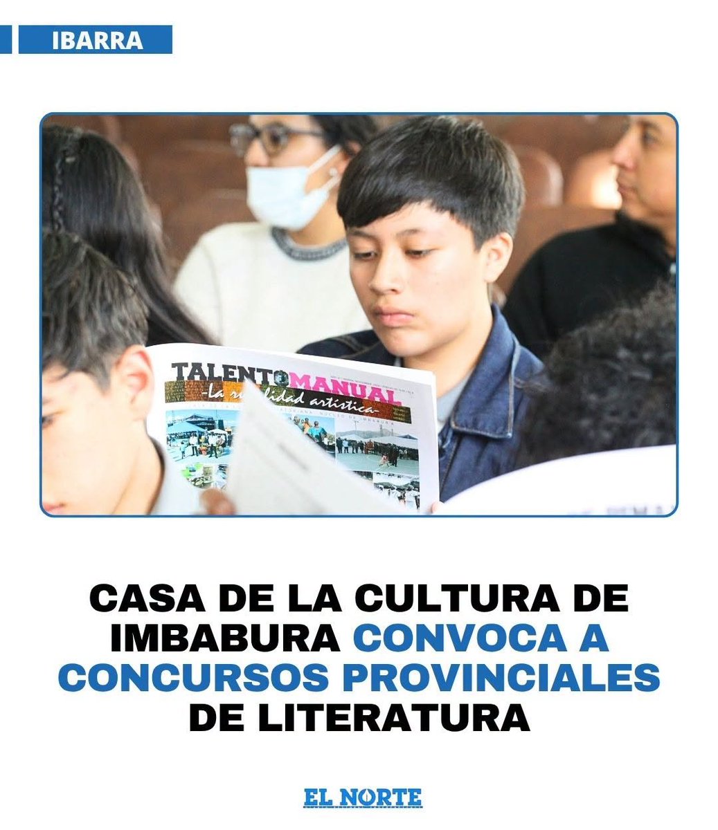 elnorteadiario's tweet photo. #Ibarra | https://t.co/3TxEjkQMZz 📚📝 La Casa de la Cultura de Imbabura organiza dos #concursos literarios en noviembre para fomentar la #lectura, la escritura y el pensamiento crítico estudiantil provincial. https://t.co/HhS9S1sCRd