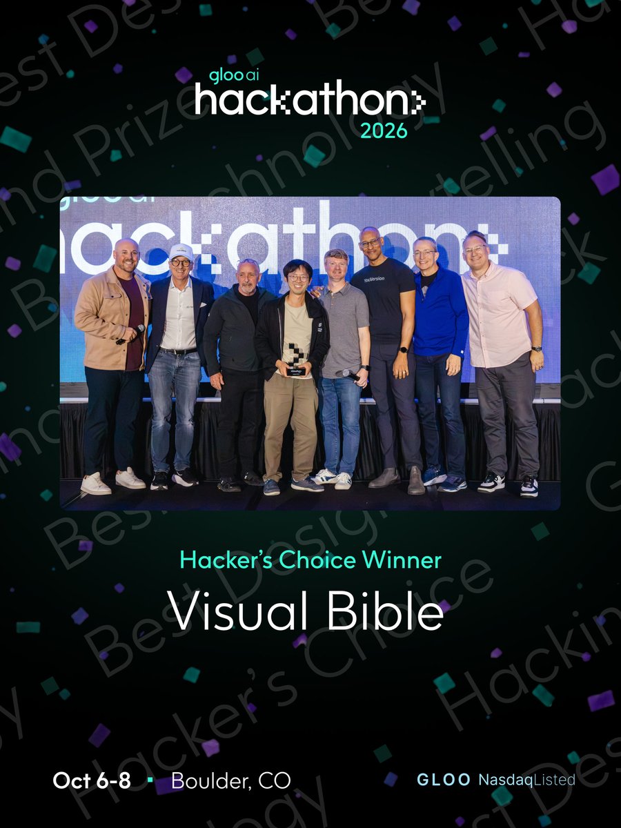 gloo's tweet photo. 👋 Let's meet the winners of the 2026 Gloo AI Hackathon! Next up is Visual Bible, who won our Hacker's Choice award.

They created Prism, an app that rethinks Bible translation by bringing the Word to life visually.
ㅤ
Check out all the winners at https://t.co/GubGzmPpmB https://t.co/qGFaoYav6J