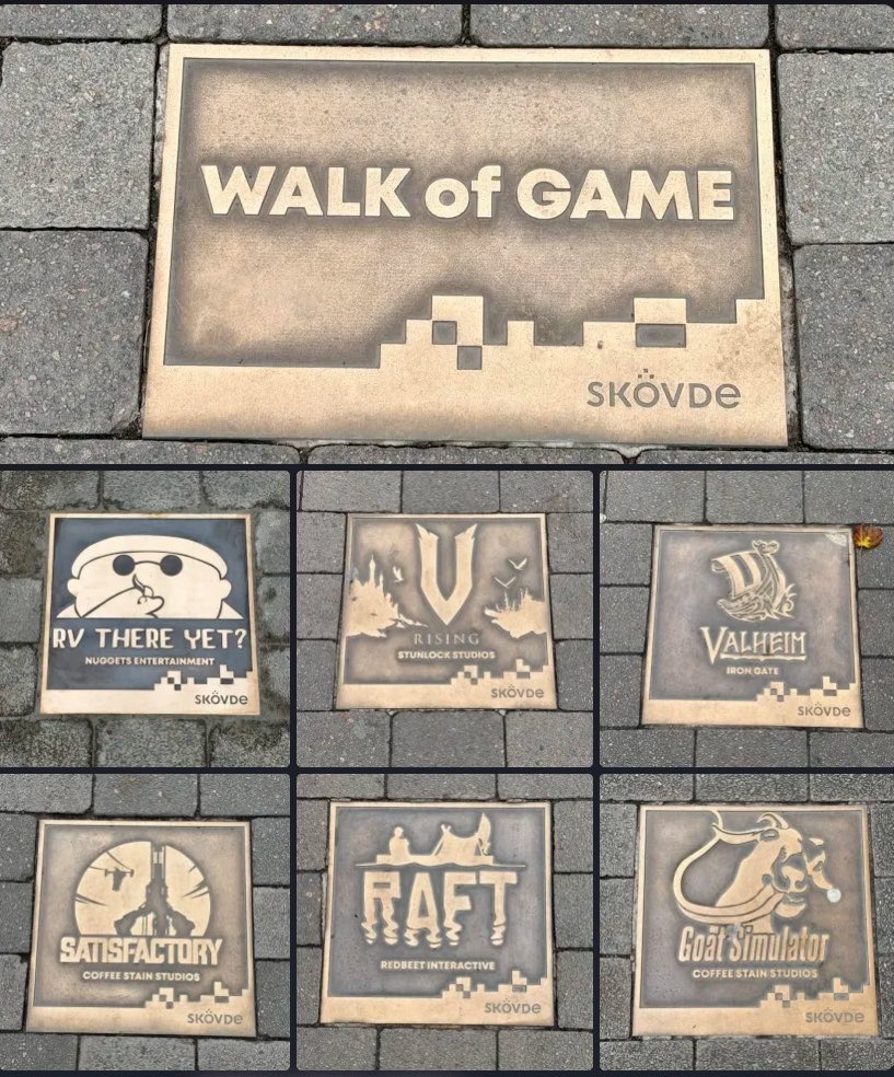 jembawls's tweet photo. Goat Sim, Satisfactory - and now - RV There Yet. 3 out of 6 Skövde Walk of Game plaques under my belt 💪 

I’m very grateful for the opportunity to have been a part of the teams that made these incredible games.✌️ https://t.co/jR9JOvmckb