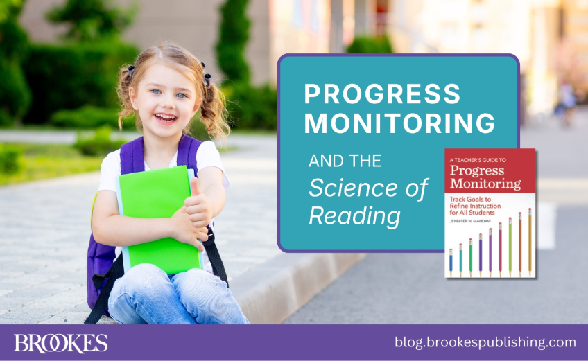 BrookesPubCo's tweet photo. Learn how #ProgressMonitoring helps reading teachers optimize evidence-based instruction &amp; improve outcomes for struggling students, in this guest post from Jennifer Mahdavi, author of A Teacher’s Guide to Progress Monitoring: https://t.co/l7SqfYLz2d #ScienceOfReading #k12 https://t.co/6g5hkN958h
