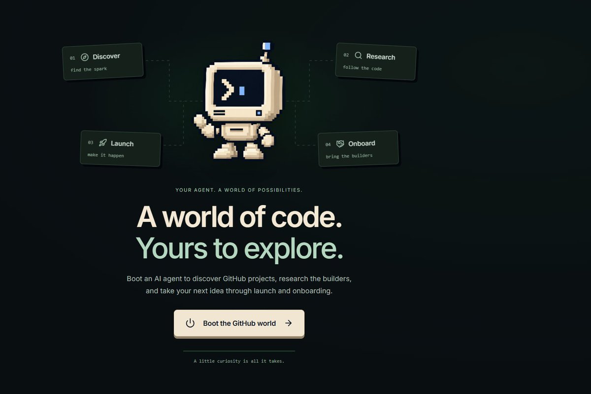 Boot_pad's tweet photo. The GitHub world is massive.

We're bringing it straight to the Solana trenches.

AI-powered discovery. Research. Launches. Developer onboarding.

One platform. Endless potential. https://t.co/6mRKobm1Qu