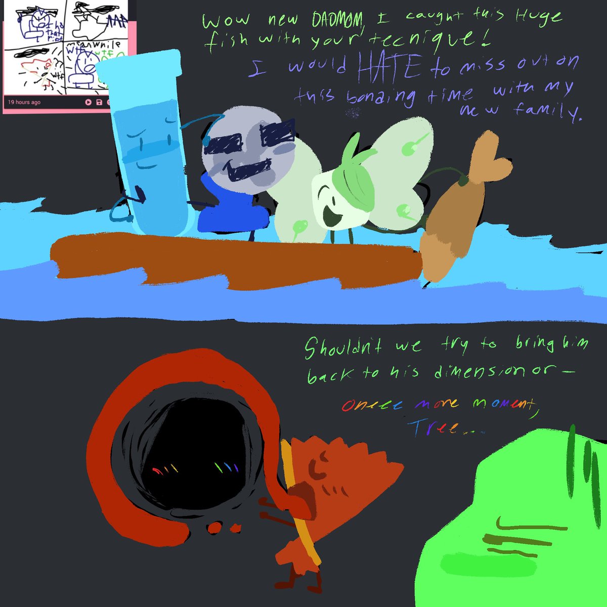 S_0a_p's tweet photo. Fanny is the dad that stepped up! (Fan and fanny) #bfdi #inanimateinsanity https://t.co/BScEF0Mh80