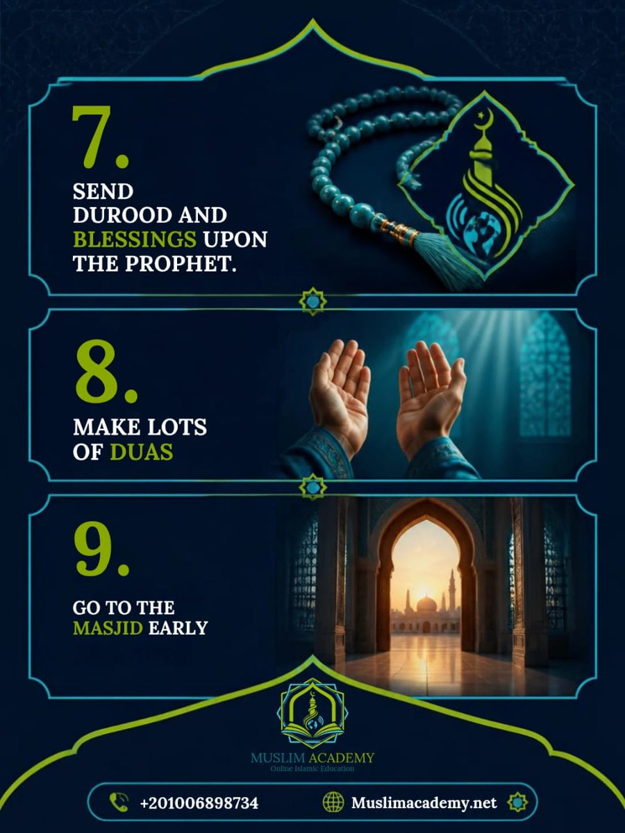 MuslimAcademy9's tweet photo. What are you waiting for to learn you religion?
📷12 Sunnah of Jummah📷
1. TAKE A BATH (GHUSL).
https://t.co/RDXw9fns0h
https://t.co/TFmdBjkqDc
Recommended and Endorsed by Scholars of Madinah &amp; Al-Azhar University.
https://t.co/1ZaWhYlLGq
#Noorani #Arabic #Quran #Islamic https://t.co/ngvY7eTENa