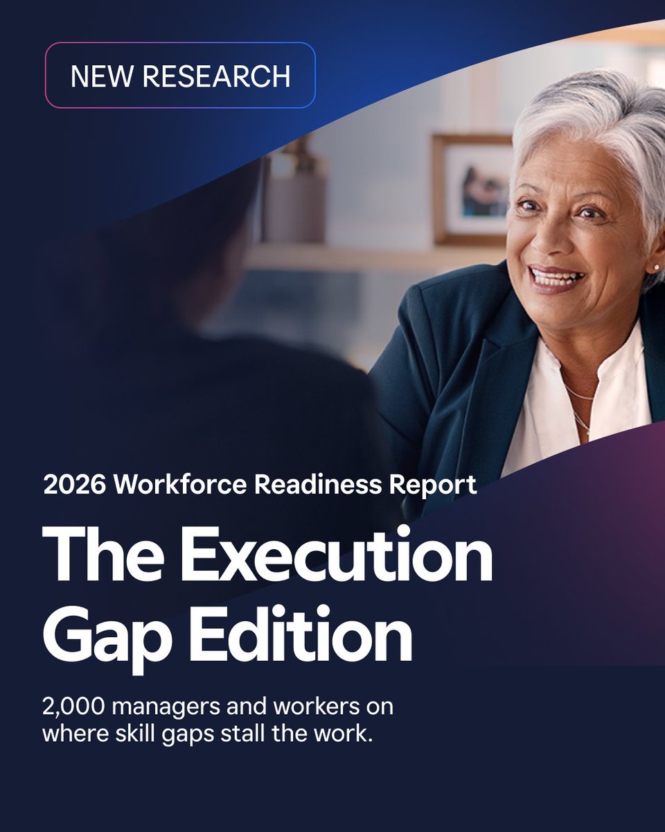 Skillsoft's tweet photo. Our latest Workforce Readiness Report just launched, and the biggest thing we learned? 

Whatever the goal, skill gaps were working against it.

Read more here: https://t.co/mHLHOP72dO https://t.co/MEbEeahtiy
