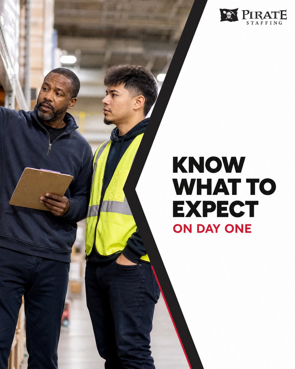StaffingPirate's tweet photo. Starting a new assignment? Confirm your arrival time, what to wear, and what to bring. Your first day may include orientation and a safety briefing.

Find your next assignment: https://t.co/P4E1DjfW4d https://t.co/CaJcCPqTll