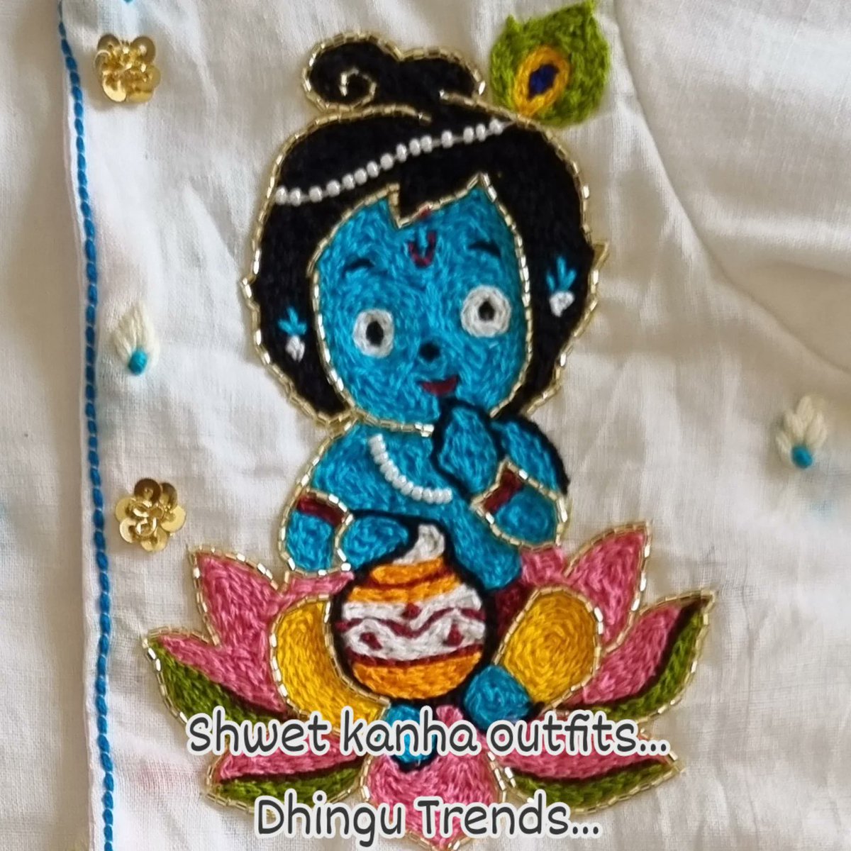 love20223's tweet photo. Dhingu Trends presents Shwet Kanha outfits. POV: Your baby becomes little Kanha. https://t.co/WSGTA2JXqW