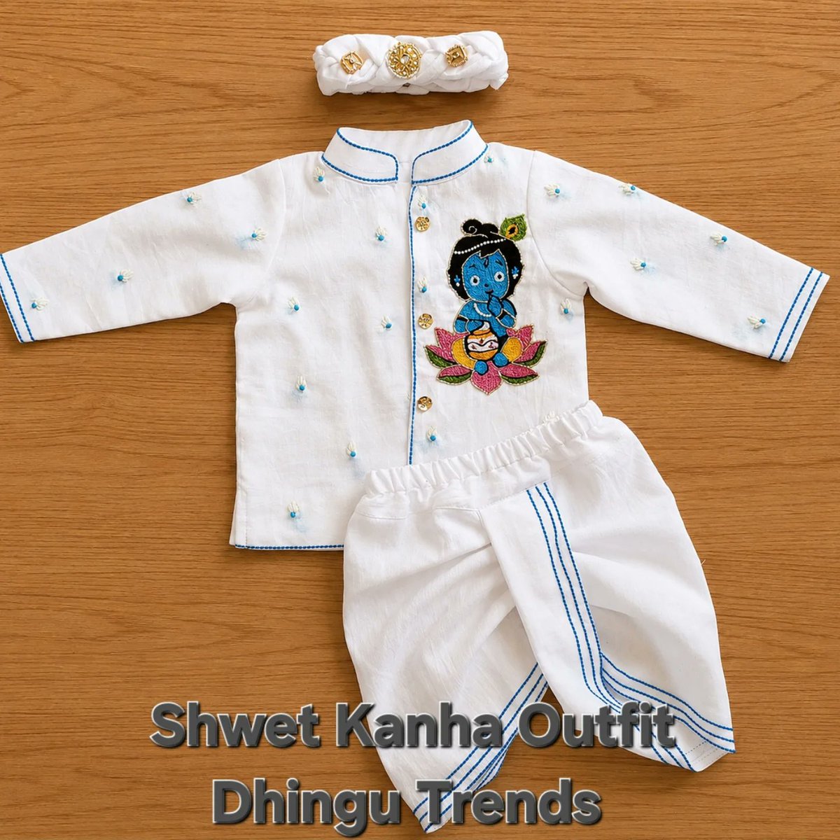 love20223's tweet photo. Dhingu Trends presents Shwet Kanha outfits. POV: Your baby becomes little Kanha. https://t.co/WSGTA2JXqW