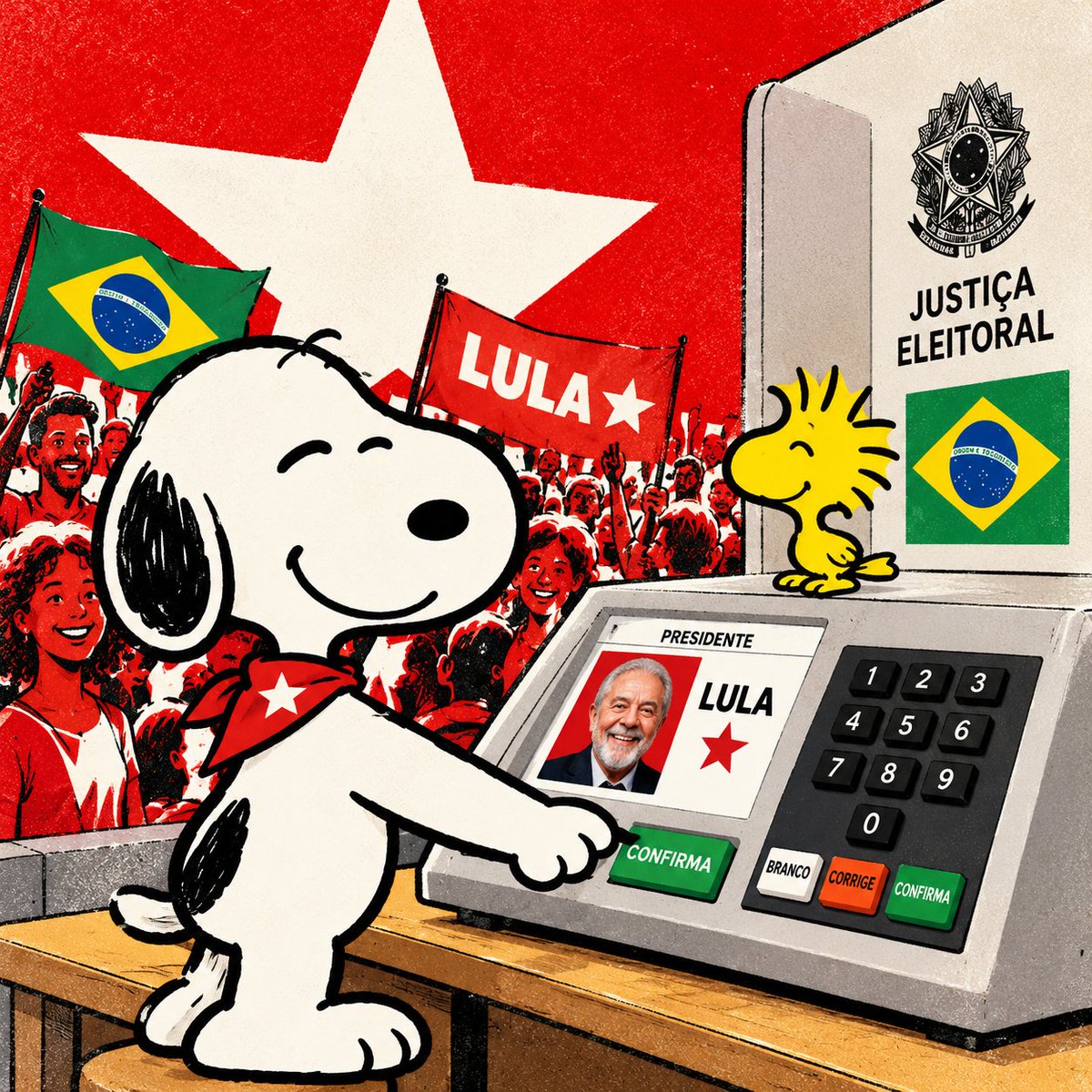 SnoopyVibep4's tweet photo. O futuro do Brasil se decide nas urnas. 🇧🇷⭐
#Lula #Brasil https://t.co/bRKxXZS7lU