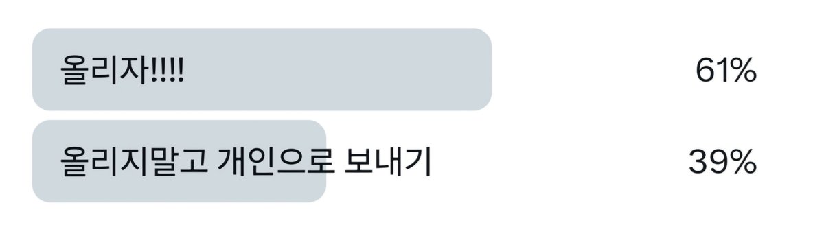 Sumiinn7's tweet photo. '올리자!!!' 가 61%로 이겼슴당!! https://t.co/PlB94nIWwy