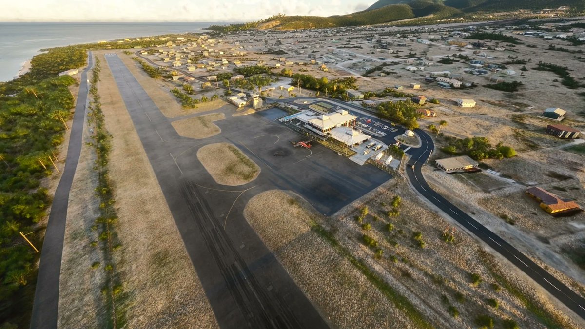 simflight's tweet photo. 🌴 Discover Nevis with AAE Studioworks - TKPN Vance W. Amory MSFS24! 

😎Welcome to the Federation of Saint Kitts and Nevis🌊

Handcrafted terminal and tower, detailed PBR textures, animated flags and trees, and full night lighting for MSFS 2024.

🔗 https://t.co/eWug1EshCG https://t.co/YV3pS4wdWH
