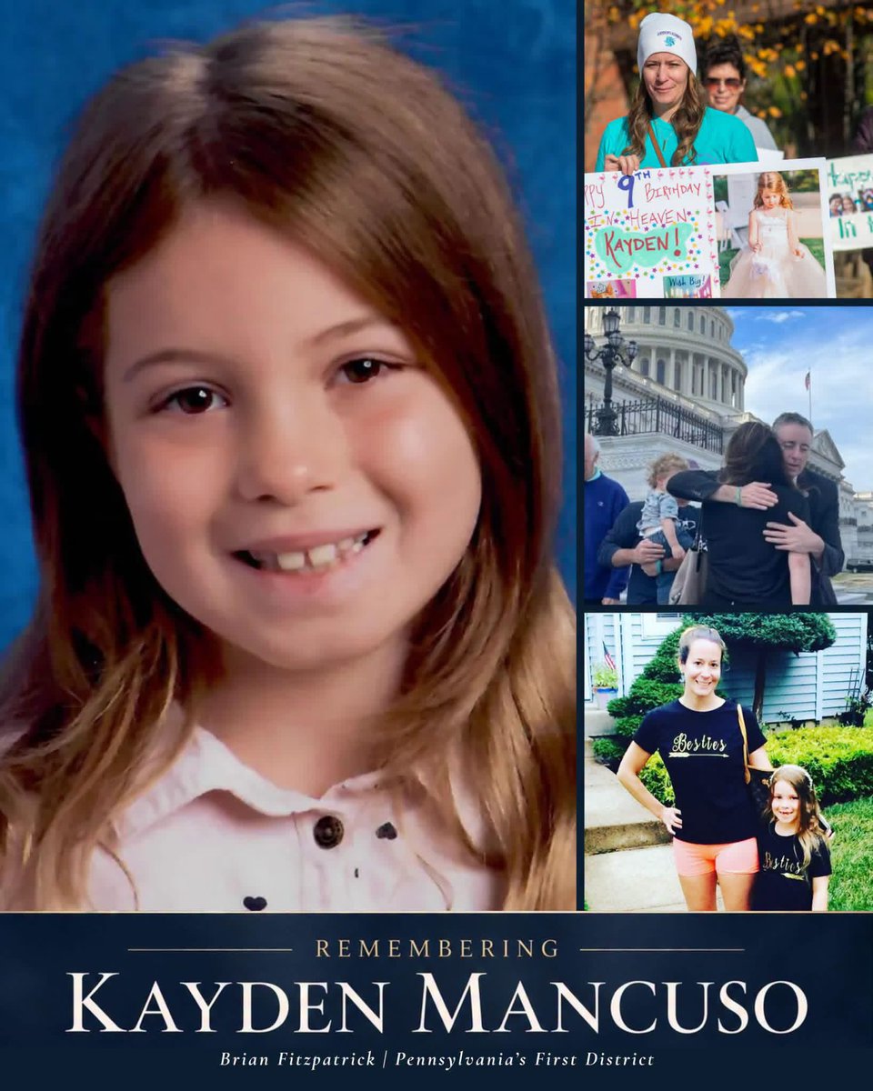 RepBrianFitz's tweet photo. Today, Kayden Mancuso would have turned 16.

Her life was stolen from her far too soon, but her memory continues to inspire a mission that reaches far beyond our community.

One of the greatest honors of my life has been standing alongside her mother, Kathy Sherlock, in the fight to protect our children—a fight that led to the enactment of Kayden’s Law in 2022, legislation I authored as part of the Violence Against Women Act.

Kathy, thank you for entrusting us with a part of Kayden’s legacy. Because of your love and determination, countless families have a stronger voice in the fight to keep their children safe.

Kayden will always be part of our community, our story, and our mission to protect our children.

Happy 16th birthday, Kayden. We will never stop fighting in your honor.