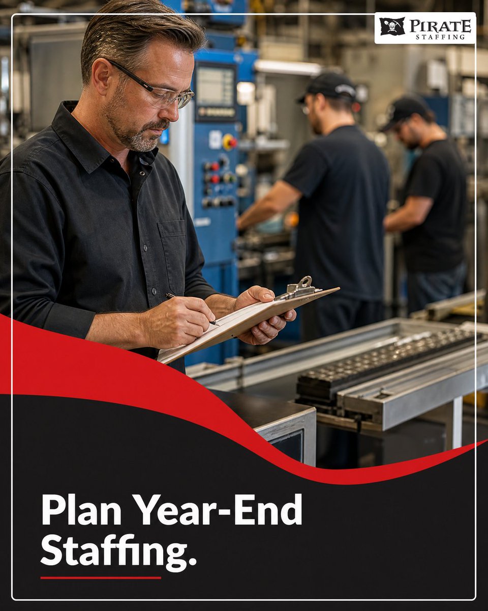 StaffingPirate's tweet photo. Planning year-end production? Identify the roles and shifts that may need extra coverage. Pirate Staffing can help with temporary light industrial staffing.

Map out your staffing needs: https://t.co/ogD6cBV9mt https://t.co/qLGhq5rghK