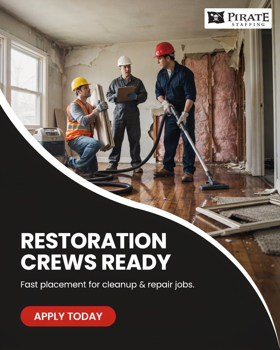 StaffingPirate's tweet photo. A restoration project can need extra workers as its scope changes. Pirate Staffing helps employers add temporary crew support.

Discuss your next project: https://t.co/ogD6cBV9mt https://t.co/QisdpQGI0O
