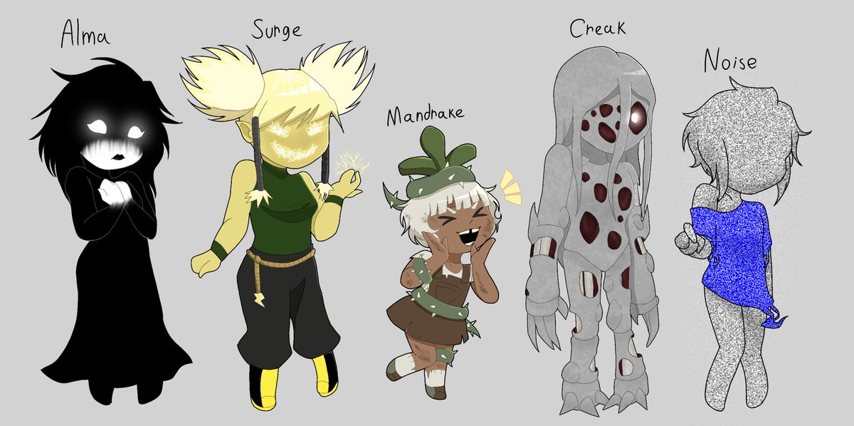 Milychu_'s tweet photo. Decided do make chibis of all my fem entities gijinkas bcs i just wanna show them off #doorsfanart https://t.co/nhG4OkyYOA