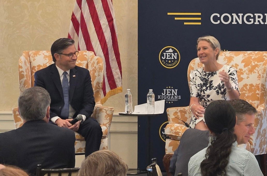 JenKiggans's tweet photo. It isn’t every day you get to have breakfast with the Speaker of the House..! 🍳 This morning we were joined by Speaker @MikeJohnson in Virginia Beach for a Kitchen Table Conversation about lowering taxes, fighting for our military & veterans, and improving healthcare! Winning this district helps give us a commonsense conservative majority in the House of Representatives, and I am grateful for the support of Speaker Johnson in our campaign! Go Vote Virginia!! 🇺🇸 🗳️