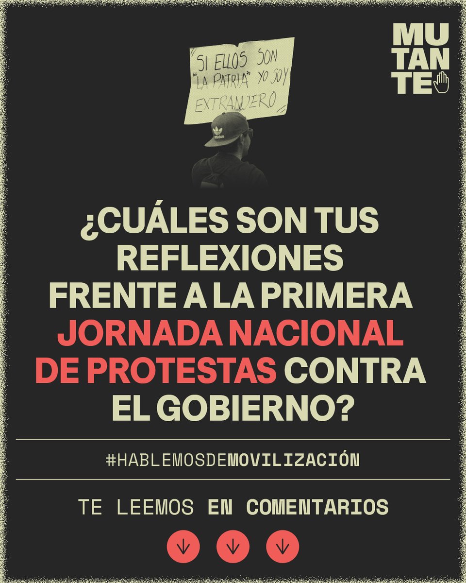 MutanteOrg's tweet photo. 👽 Mutante estuvo en la marcha que atravesó el centro de Bogotá y conversó con varias personas sobre el derecho a la protesta en este Gobierno. 

💬 Y tú, ¿qué reflexiones tienes frente a la primera jornada nacional de protestas contra el Gobierno?

#HablemosDeMovilización https://t.co/0eBzGGlbda