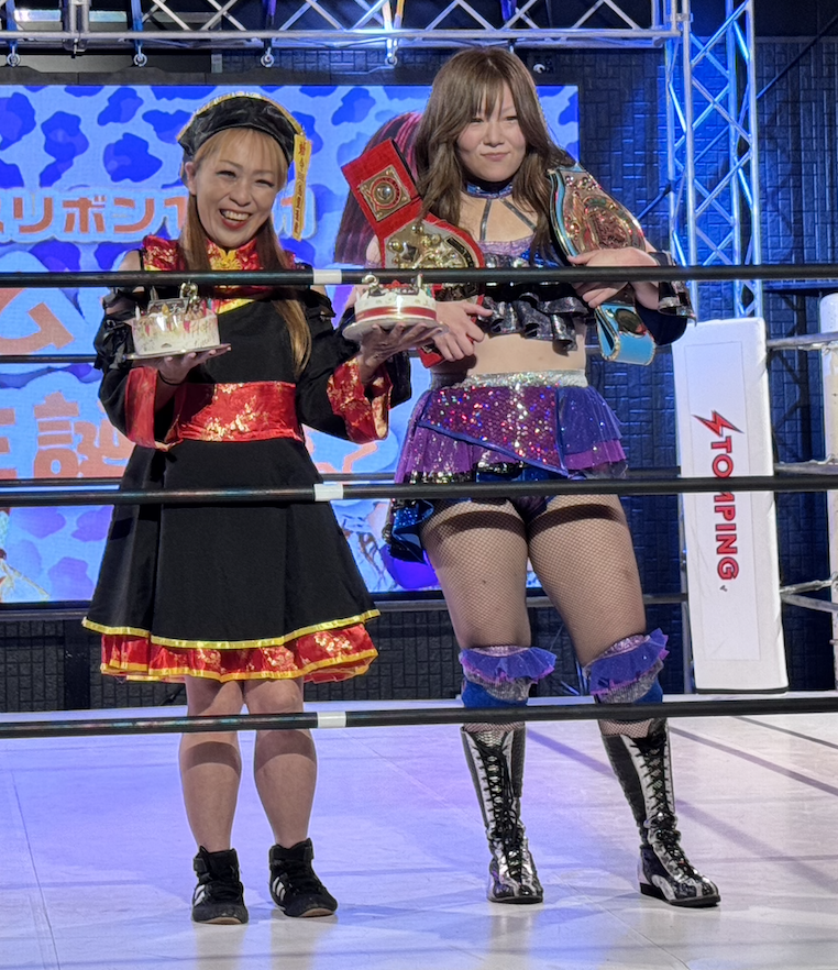 StrollCam's tweet photo. Ice Ribbon #1451 ~ Hamukatsu Birthday Festival
2025.10.25 – Ice Ribbon Dojo

Hoshi Hamuko &amp; Manami Katsu 🎂🎉

#星ハム子 #勝愛実 #iceribbon #アイスリボン #ハムカツ生誕祭 #アイスリボン道場 https://t.co/owB5xJftrK