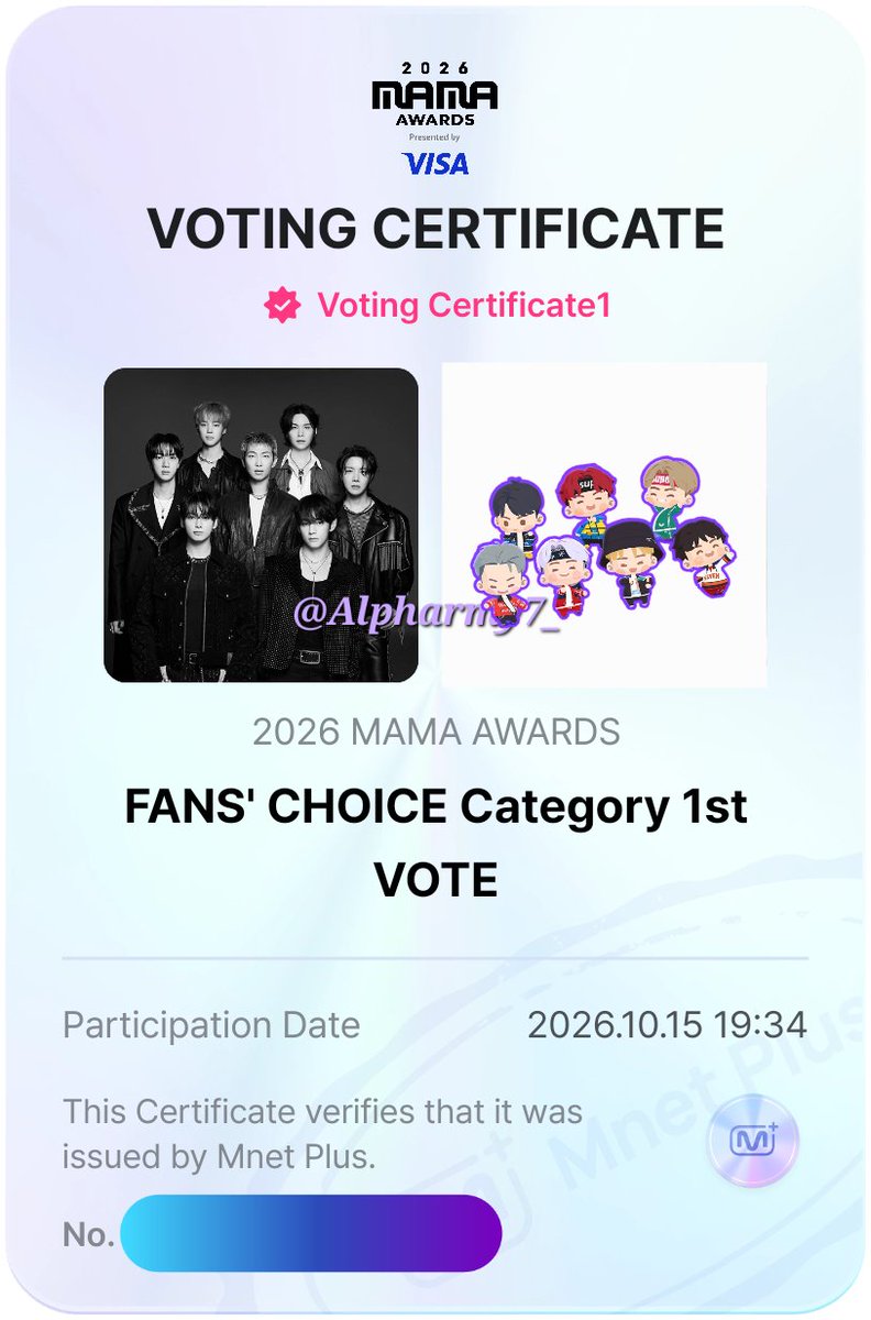 Alpharmy7_'s tweet photo. [MAMA 2026] - MNET PLUS 🗳

My support today goes for #BTS as Fan's Choice Male at #2026MAMAVOTE https://t.co/Hm1ujFSAH1