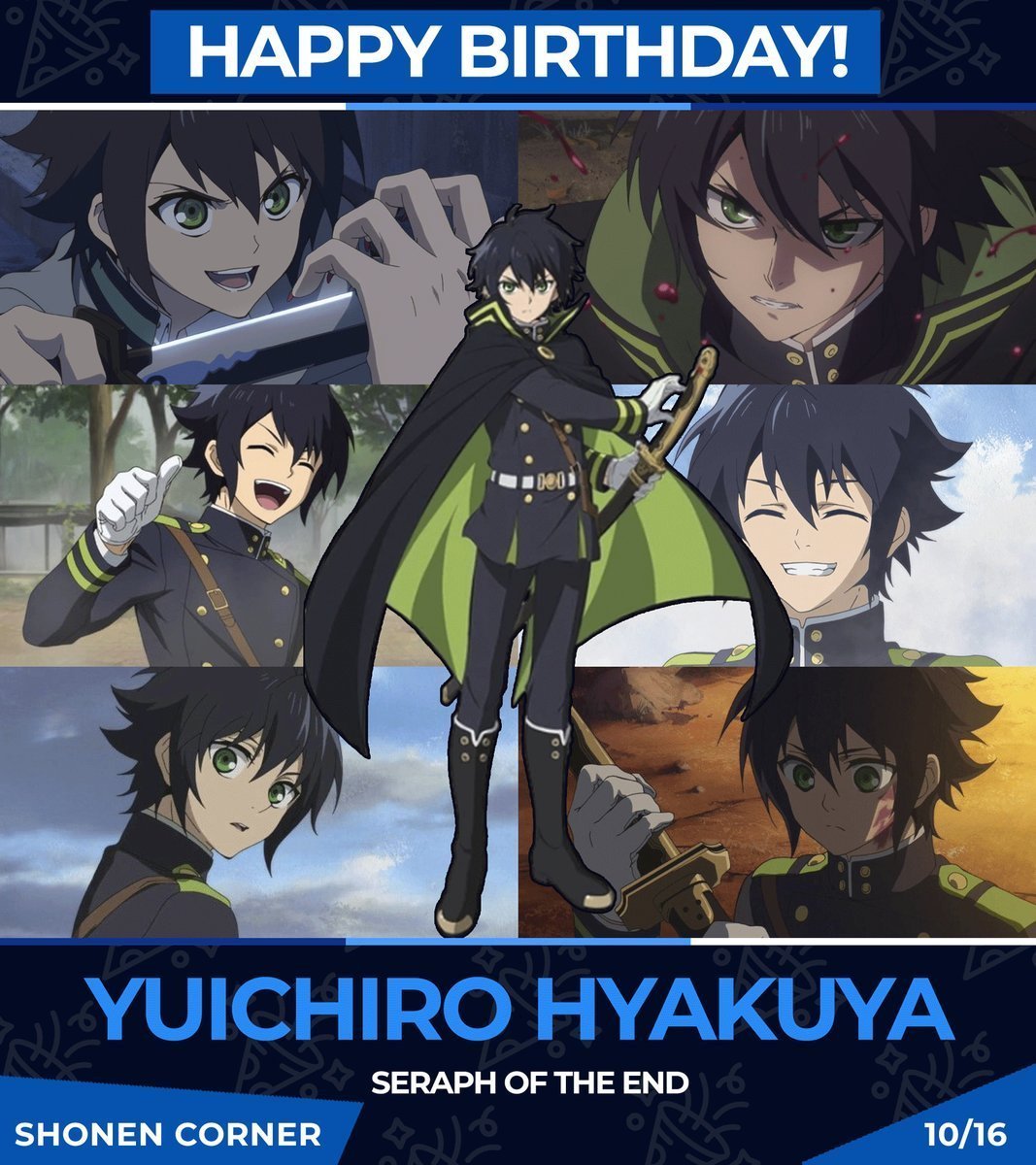 shounencorner's tweet photo. HAPPY BIRTHDAY to the slightly reckless but kindhearted and determined Yuu Hyakuya! 🥳🥳🥳

Anime: Seraph of the End / Owari no Seraph https://t.co/6gIN75mXqZ