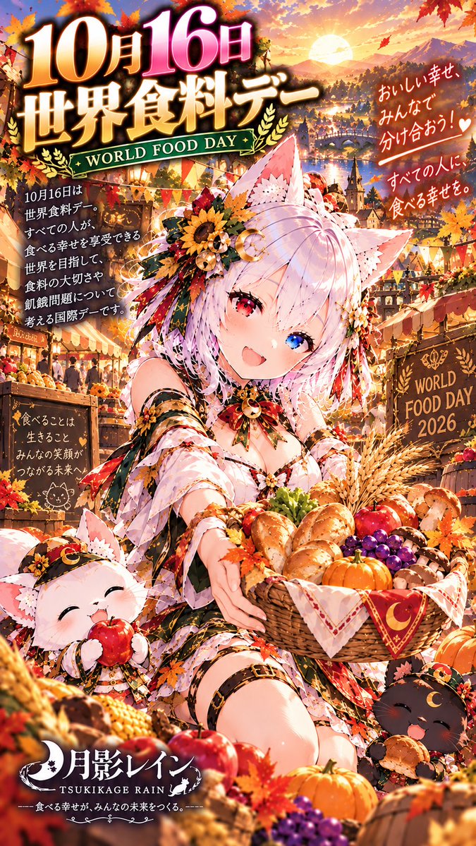 NEW38916257's tweet photo. 「10月16日　世界食料デー」
「WORLD FOOD DAY」
「おいしい幸せ、みんなで分け合おう！」
「すべての人に、食べる幸せを。」
#世界食料デー https://t.co/zx9pvSAKPW