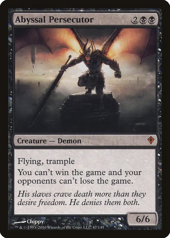 Sqrawn's tweet photo. @IAmTheNBT @REALJackTheBus Abyssal Persecutor is a serious card and it did not deserve a rarity downshift 🥺🎻 https://t.co/8EAS40fvxm