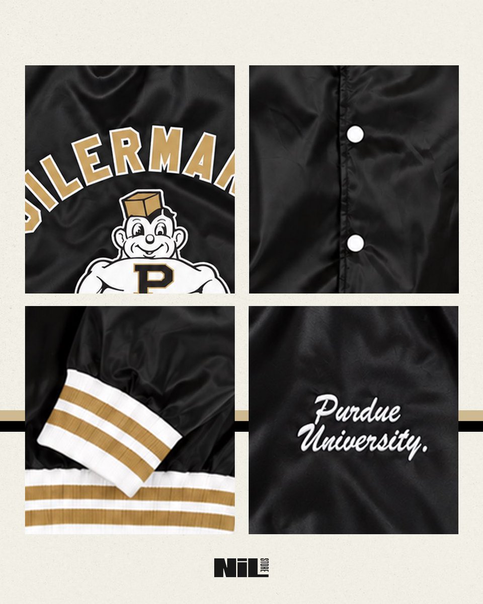 PurdueNILStore's tweet photo. A little satin. A lot of Boilermaker pride. 🚂

The Purdue Pete Bomber Jacket brings together classic style and iconic Purdue spirit. 🖤

Pre order yours through Oct. 26. Ships 4-6 after pre order window closes on Oct. 26! Link in bio! https://t.co/qLgp3T8LrM
