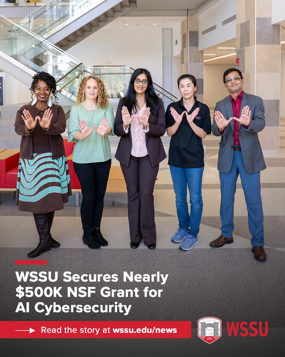 WSSURAMS's tweet photo. WSSU has secured a nearly $500K NSF grant to advance AI cybersecurity education, preparing 200–250 students annually to recognize emerging risks and use AI responsibly.

Read more: https://t.co/doxWYjkxoP https://t.co/Jyyst2RJRJ