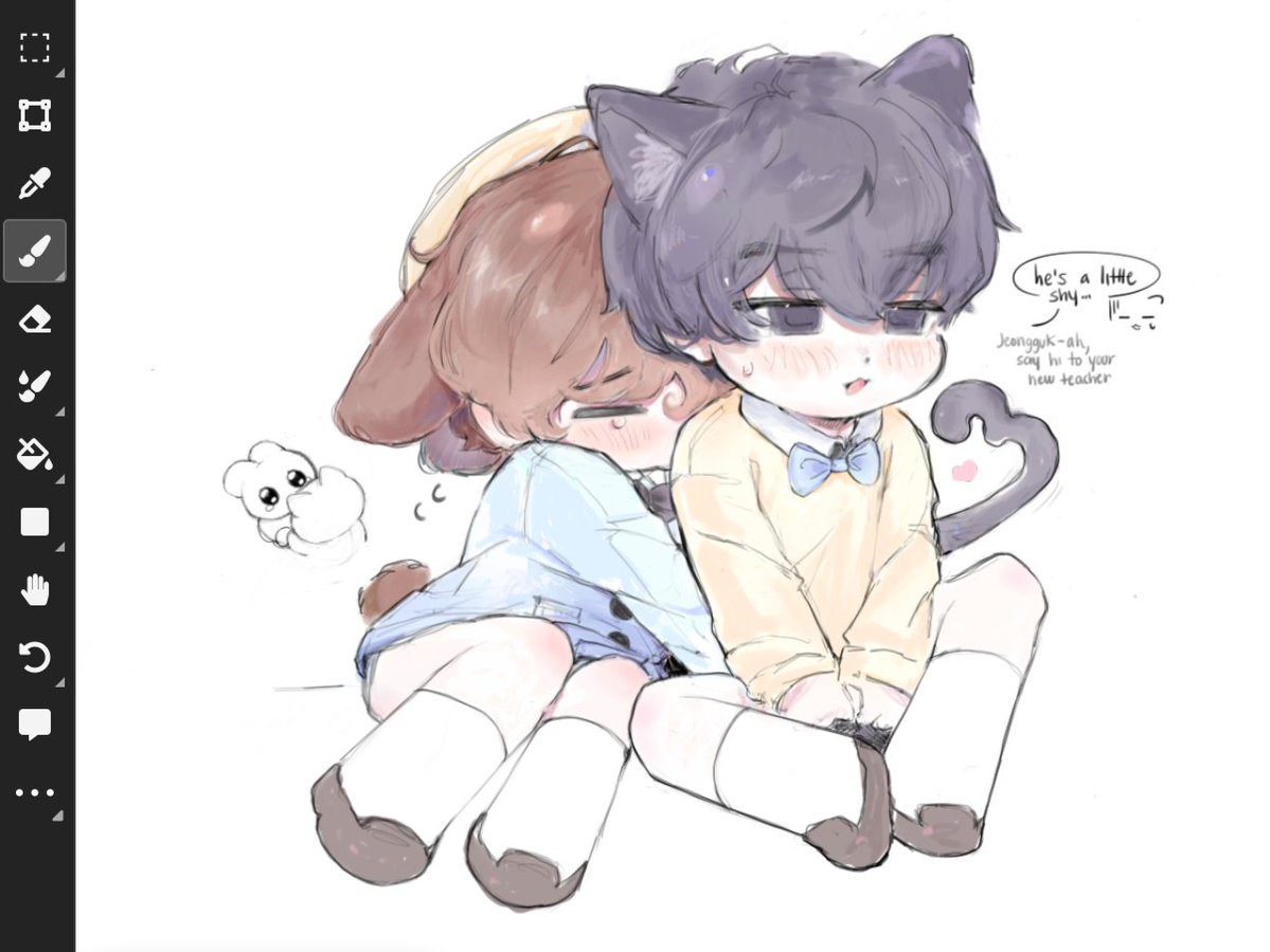 93_X_97's tweet photo. #yoonkook 🐱🐰 first day of school? 🍏 https://t.co/5NORjAuDTt