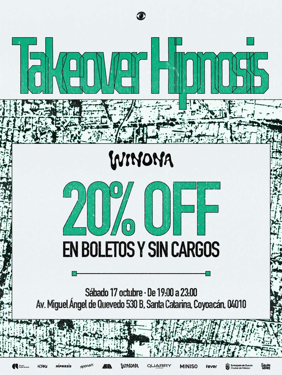 indierocks's tweet photo. Hipnosis Takeover llega a WINONA. 🎵💿

Hoy 17 de octubre consigue tus boletos para Hipnosis 2026 sin cargos adicionales y con 20% de descuento.

También tendremos pases para el Road to Hipnosis con Mac DeMarco este 6 de noviembre.

Checa toda la info en: https://t.co/QHrJDJpki1 https://t.co/gpiwA02vMD