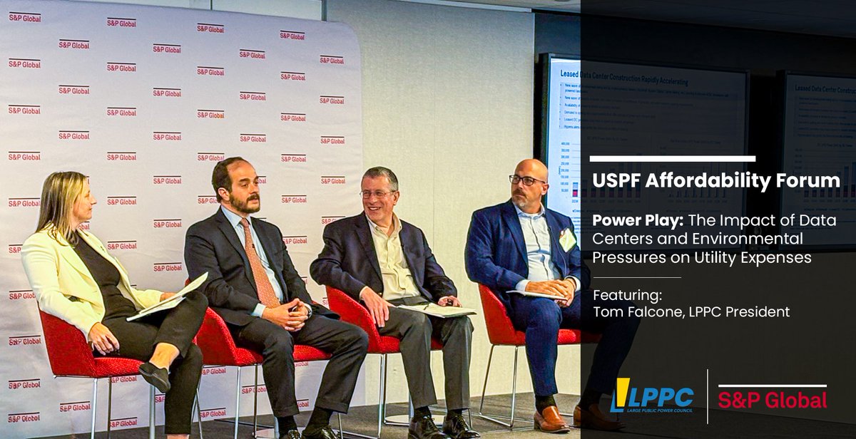 LPPCorg's tweet photo. Today, LPPC President @EnergyFalcone joined @SPGlobal’s Power Play panel in New York City to discuss affordability, rising infrastructure costs, and new demand from data centers. His message: public power has kept rates well below inflation, rising about two-thirds as fast as prices generally over the last 15 years.

With LPPC members planning about $166 billion of investment over the next decade, Tom emphasized that the central question isn't whether data centers will drive new costs, but who pays for them.

LPPC members are already implementing large-load tariffs, long-term contracts, and financial safeguards to ensure new customers pay their fair share without shifting costs onto existing residential and business customers. However, outdated federal tax regulations governing private business use continue to complicate these protections for tax-exempt public power utilities.

As the industry navigates this historic investment cycle, public power remains focused on its core mission: delivering reliable, affordable electricity while ensuring the costs of growth are allocated fairly.

Learn more: https://t.co/PcVbIrYjeO