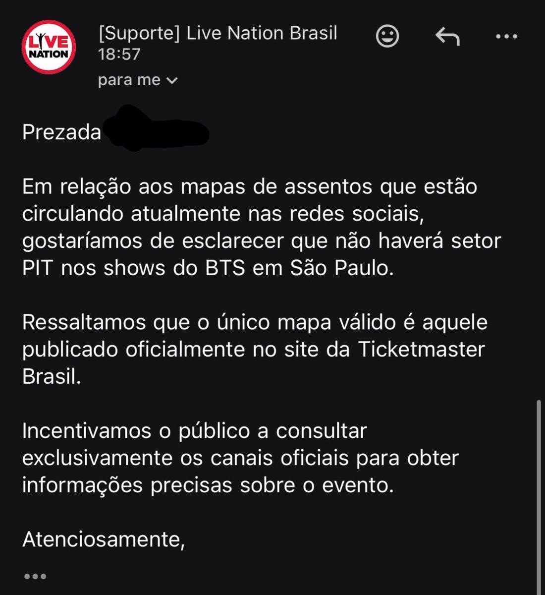 BTSxBRAZIL's tweet photo. ‼️ NÃO VAI TER PIT. PONTO. 

Agora vocês podem focar em pedir explicações sobre não ter as telas laterais! https://t.co/Q1FkVMEj5t