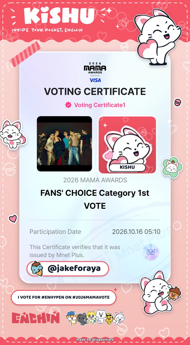 jakeforaya's tweet photo. morning guyss, don't forget to vote #ENHYPEN for daesang in #2026MAMAVOTE https://t.co/h9D2sHkEd9