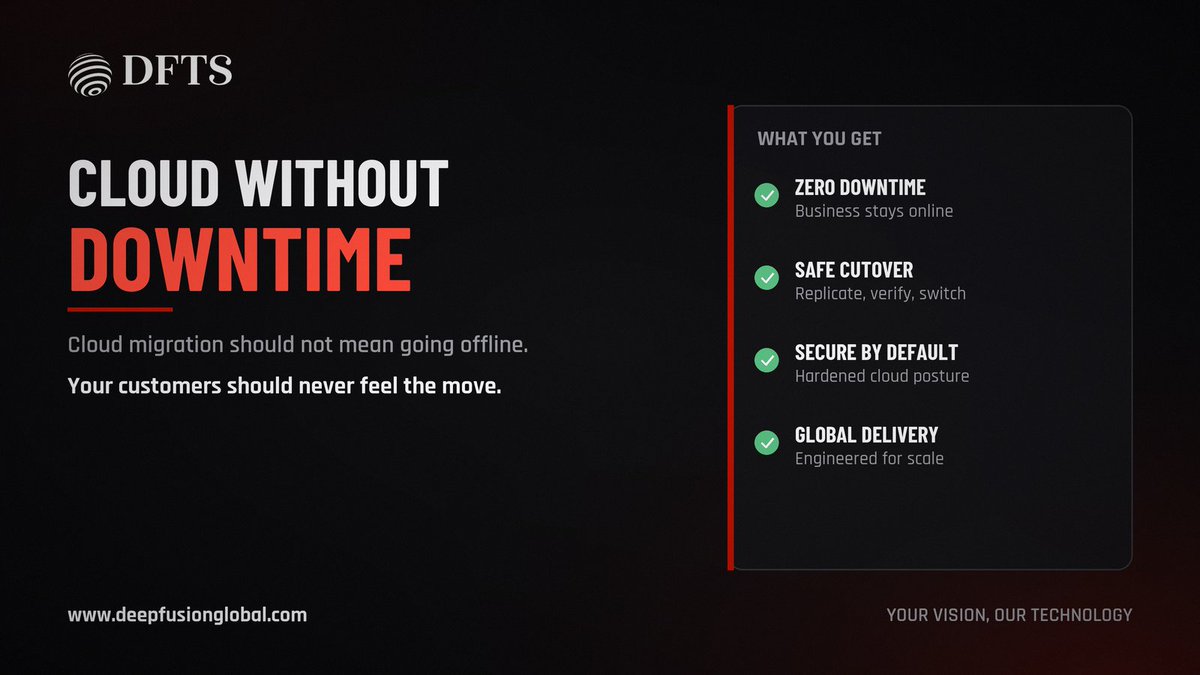 dftsglobal's tweet photo. Cloud migration should not mean going offline.

Your customers should never feel the move.

https://t.co/YrW8tV7din https://t.co/M7syqYBOb5
