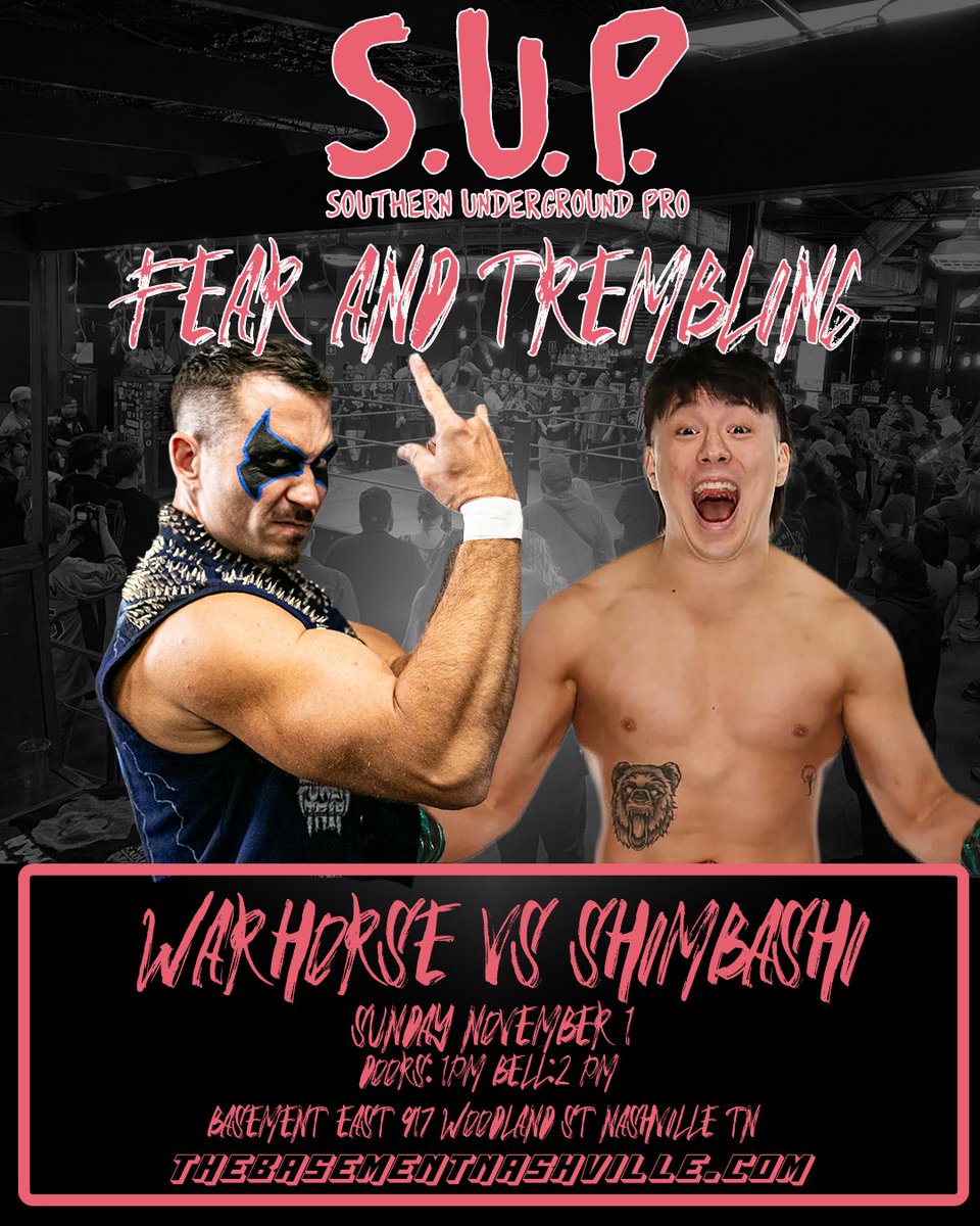 sup_graps's tweet photo. 🚨MATCH ANNOUCEMENT🚨

Sensing a theme here? The returning @JPWARHORSE faces the debuting @shimbashipro 

🚨🔗 in bio! Let’s pack out the BEAST! https://t.co/38rirB25Bh
